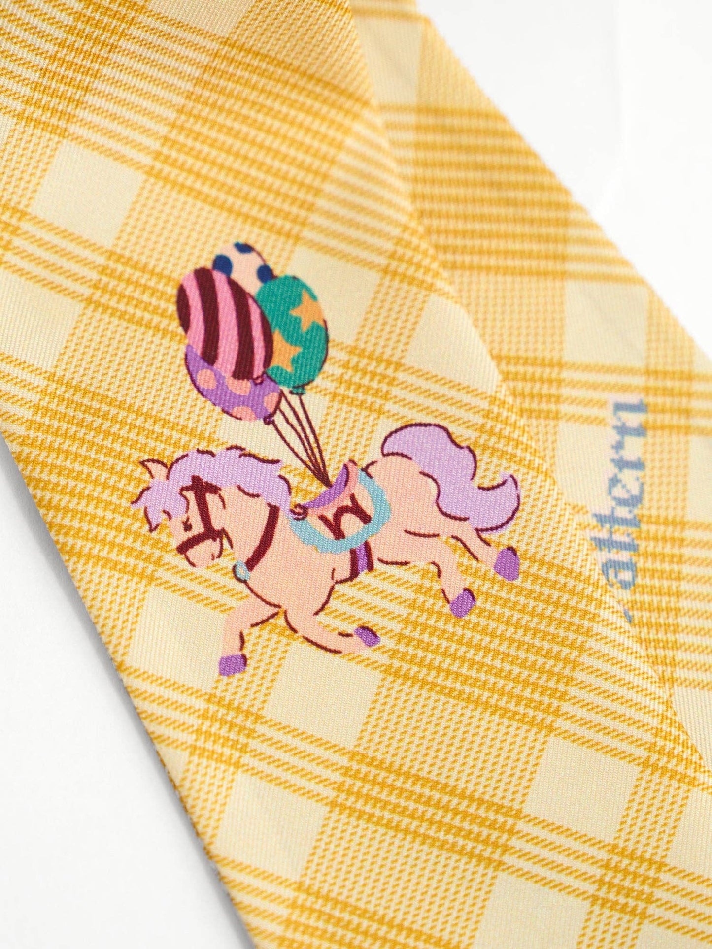 Pop Pony Silk Twill Skinny Scarf - Yellow - Lost Pattern NYC