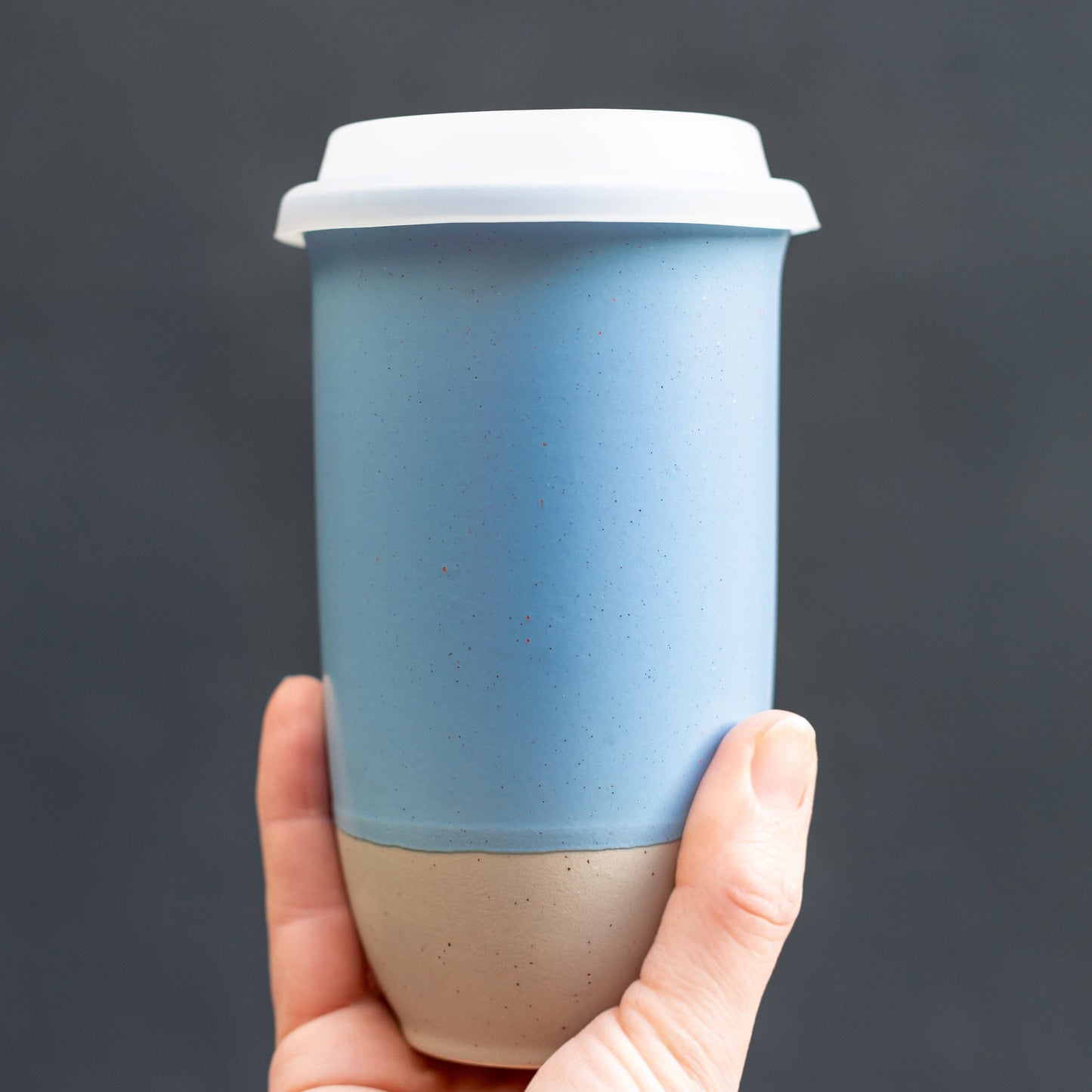 Light Blue Nova Ceramics Travel Mugs - Coastal Drift Ceramic Travel Mug – 16oz Reusable Cup
