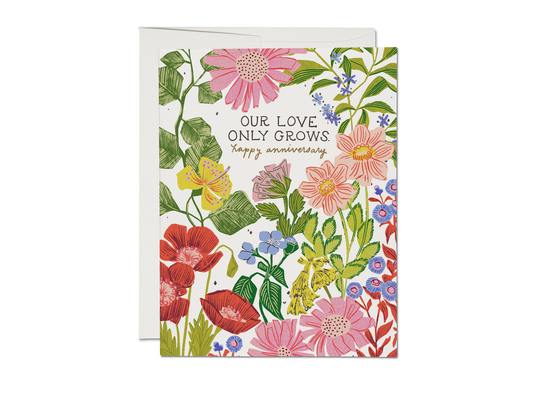 Our Love Only Grows anniversary Red Cap Cards