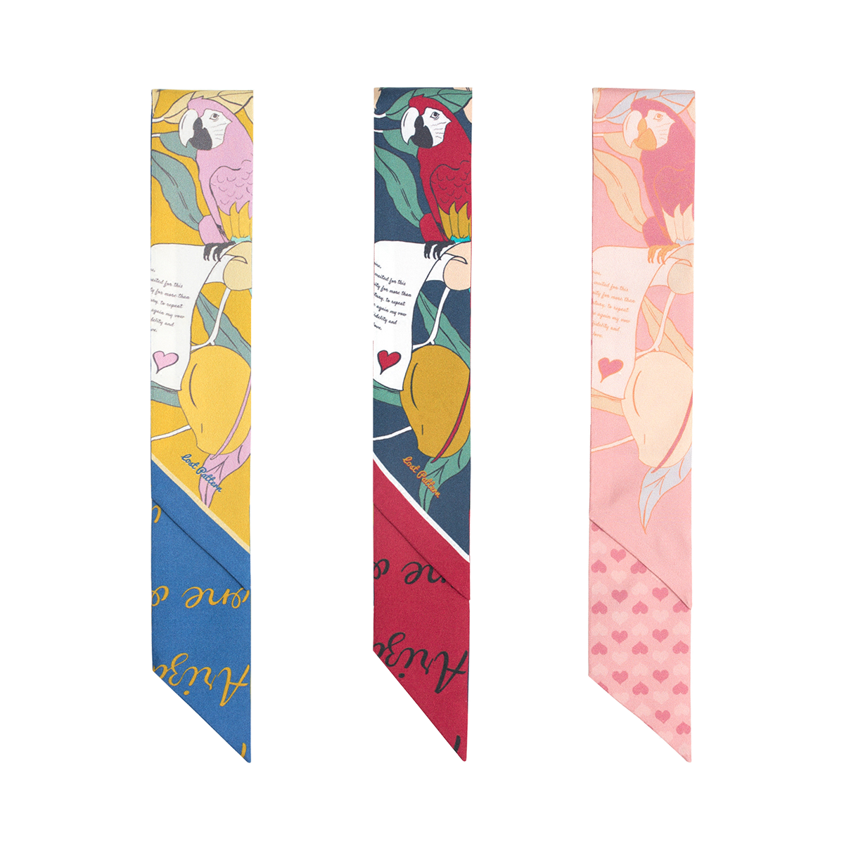 El Amor Silk Twilly Neck Bow - Yellow & Blue - Lost Pattern NYC