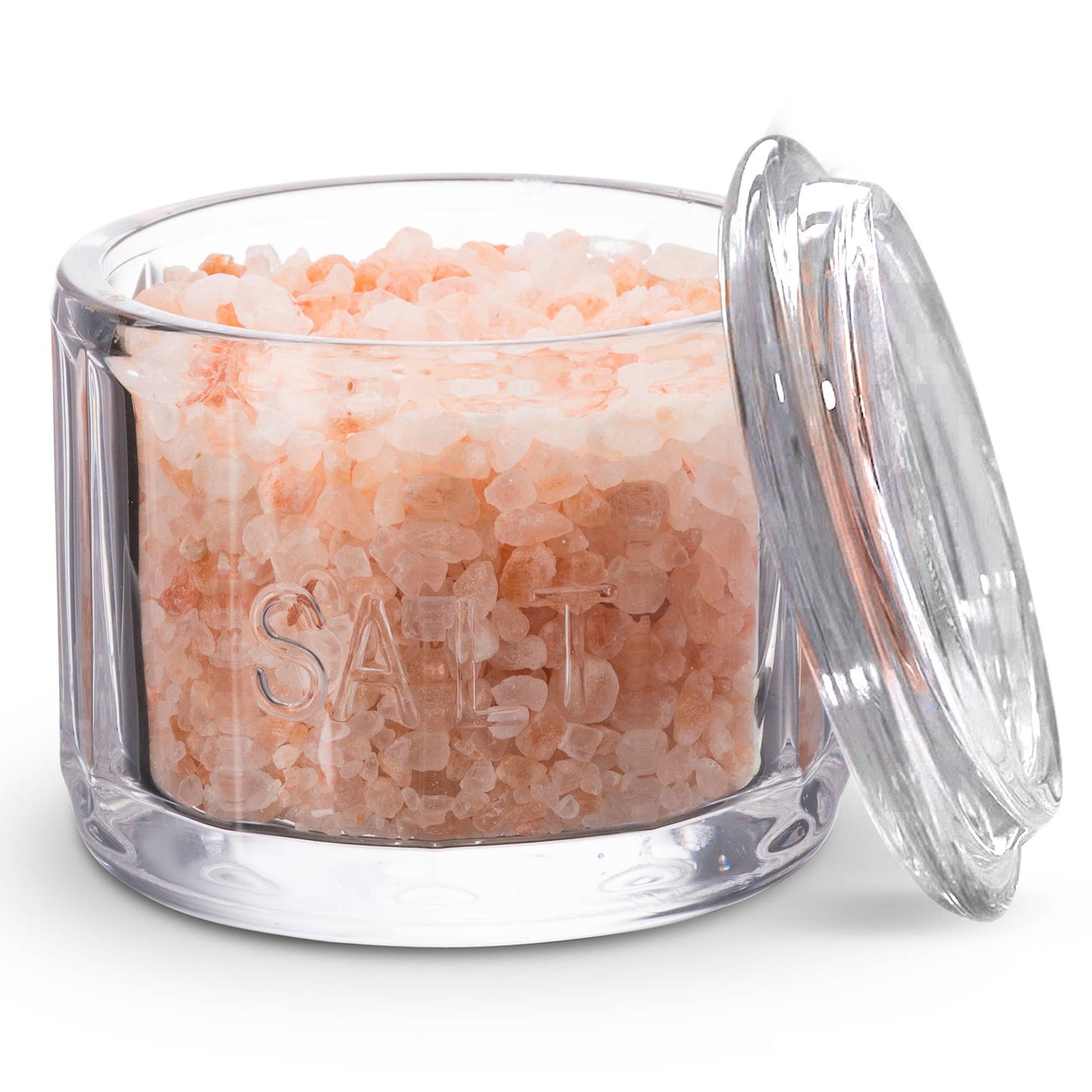 Glass Salt Cellar & Lid, Pressed Glass, 10 oz