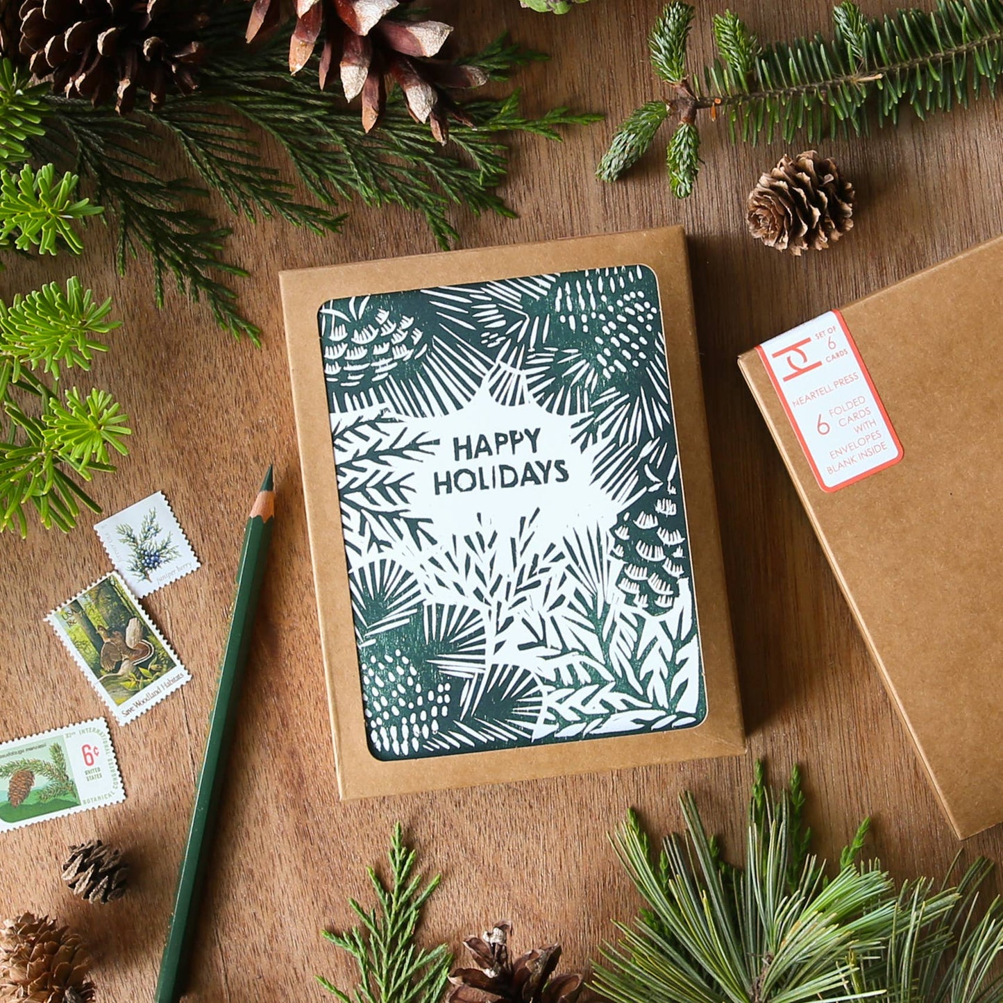 Holiday Greenery Box Card set - Boxed Set of Six