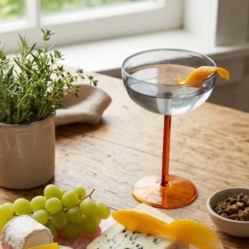 Amber Stemmed Cocktail Glass | Handcrafted Coupe | 6.3 Inch - Casa Amarosa