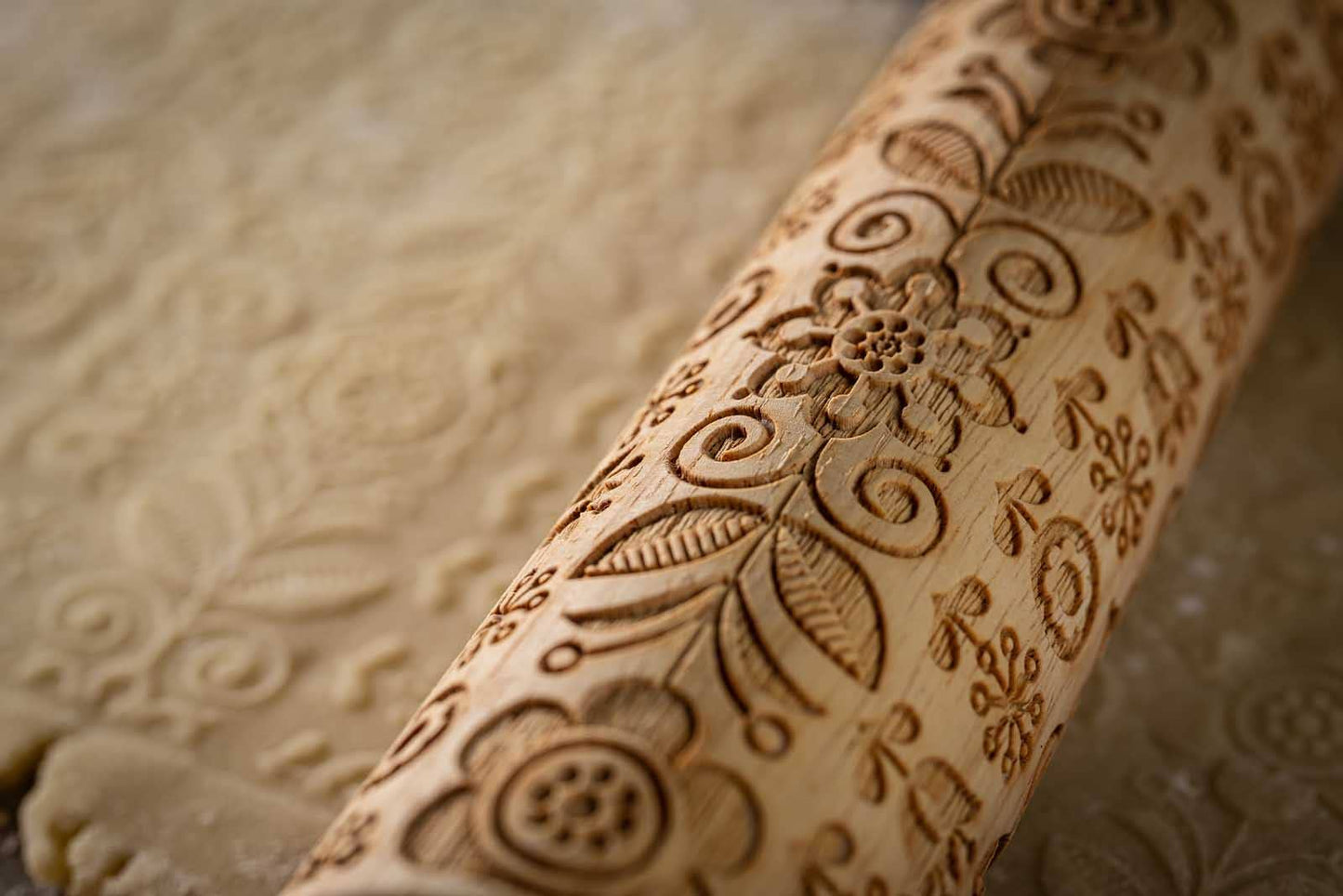 15.25" floral Embossed Rolling Pin