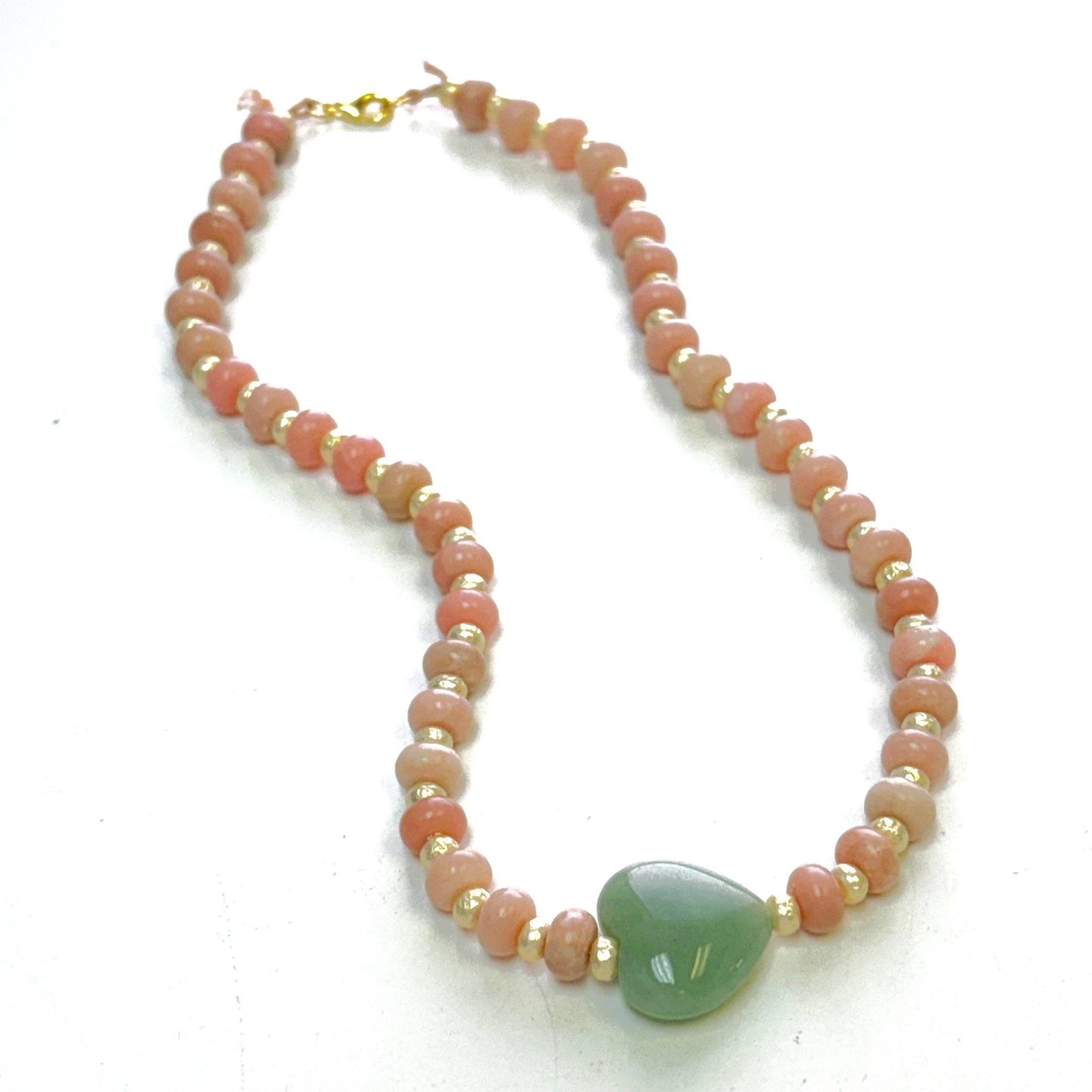 Arden Pink Opal Necklace - Heart Jewelry - Small Batch