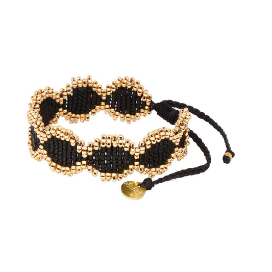Black and Gold Beaded Bracelet