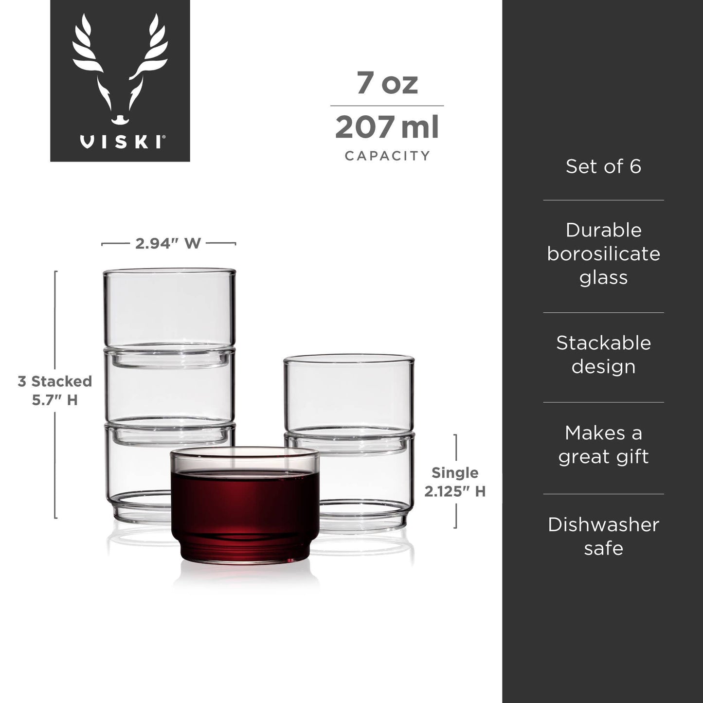 Set of 2 - Stackable Bodega Glasses