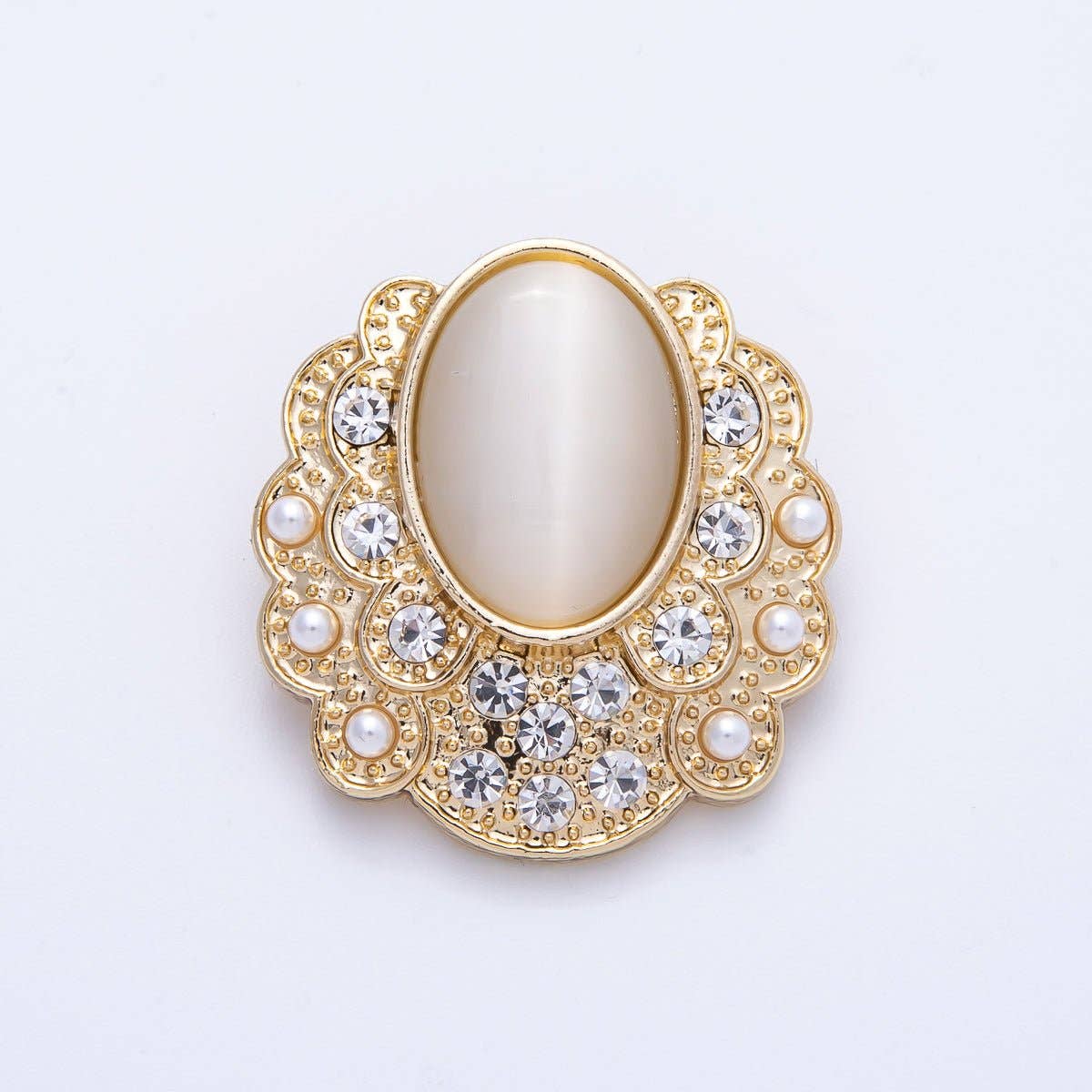 Vintage Gold Cat Eye Rhinestone Geometric Pin Brooch | BH-076 Aim Eternal