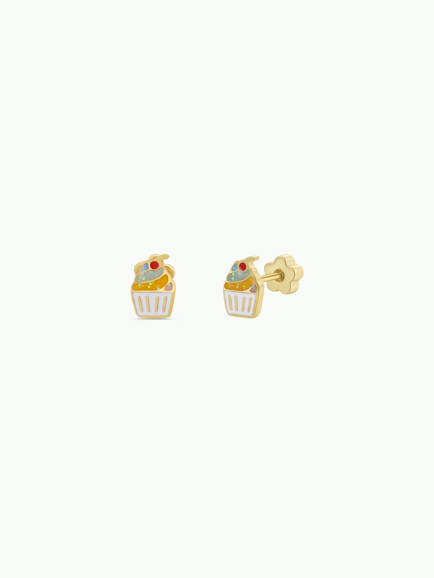 Cupcake Enamel Flat Back Kids Earrings - JaxKelly