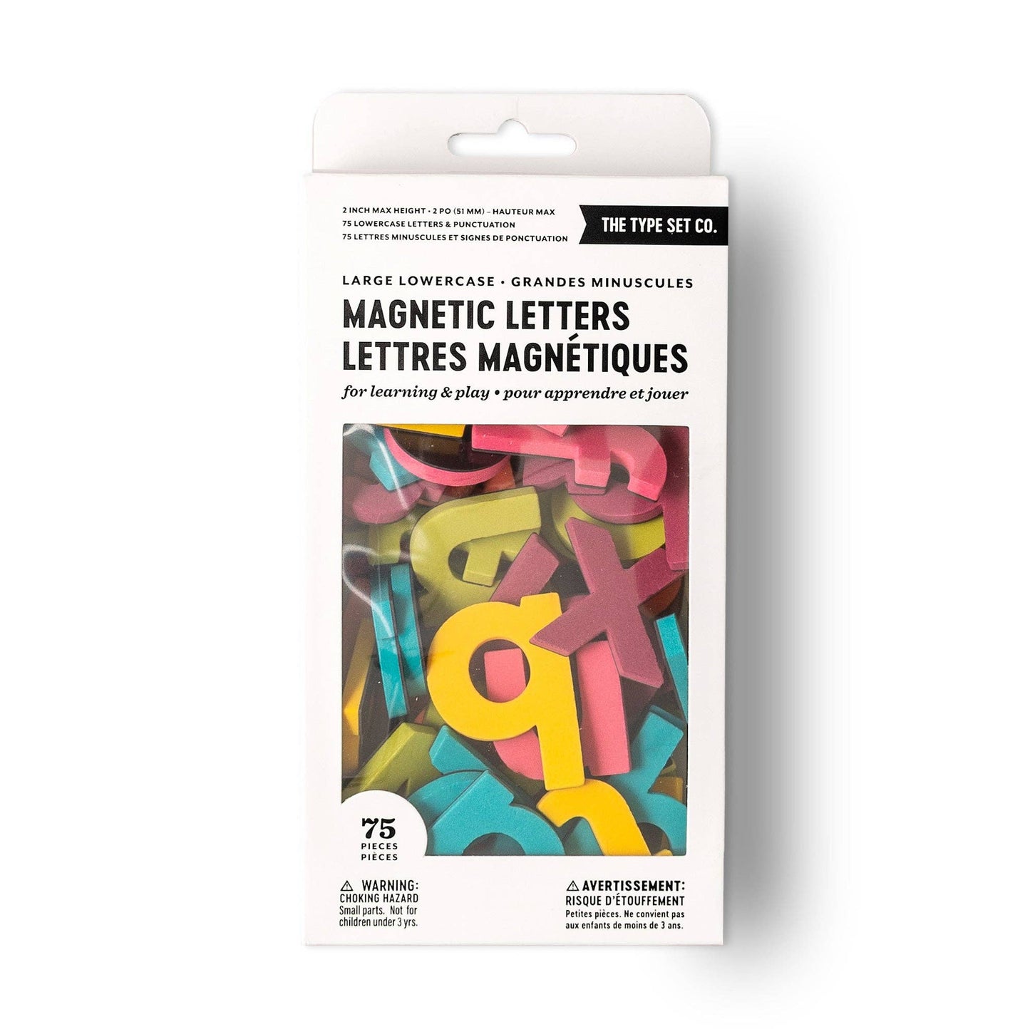 Rainbow Pop Letters - The Type Set Co. - 2" 75pc Lowercase Magnetic Letters