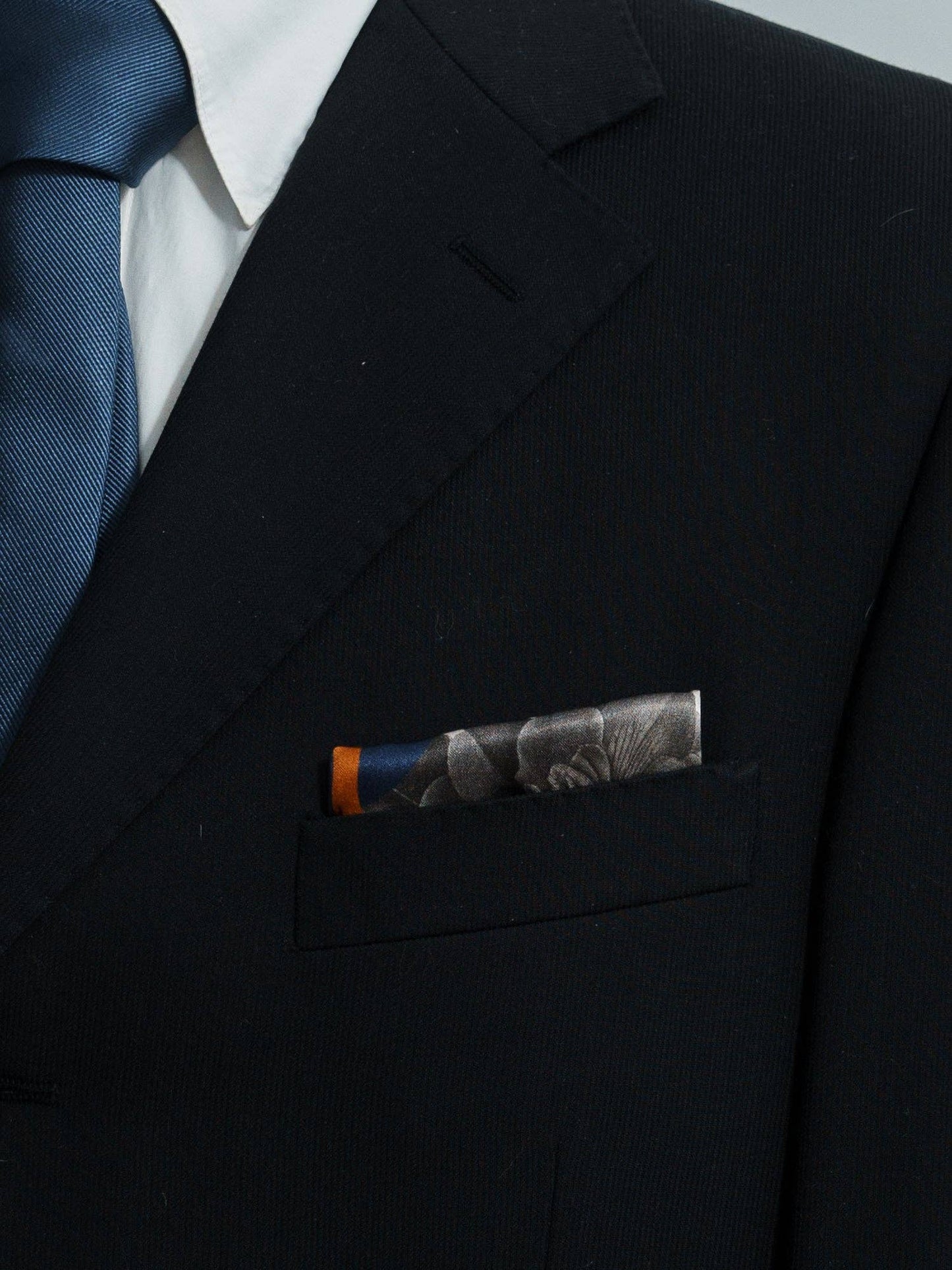 Noir Floral Silk Pocket Square - Lost Pattern NYC