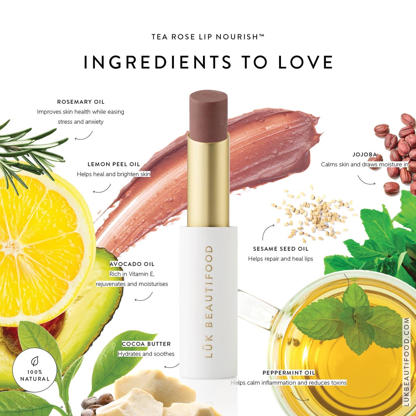 Tea Rose LÜK BEAUTIFOOD - Lip Nourish™ Sheer Lipstick