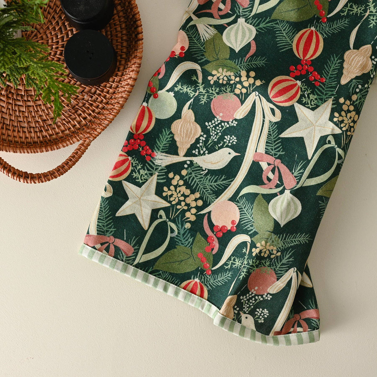 Ornaments and Bows Tea Towel - Amy Heitman