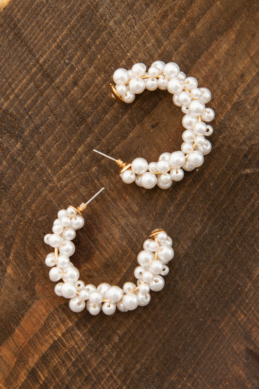 JOSSLYN by Wall to Wall - PEARL BEADED  HOOP EARRINGS | 10E3060163