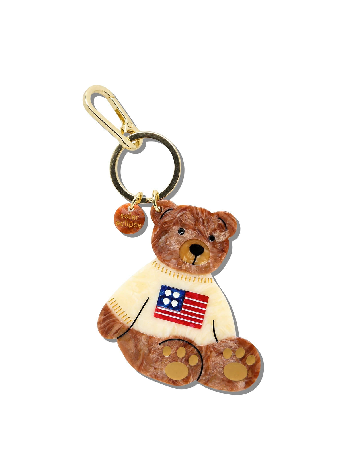 Americana Teddy Bear Bag Charm + Keychain Solar Eclipse - Hand-painted