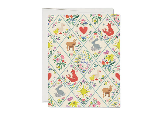 Woodland Critters baby greeting card Red Cap Cards