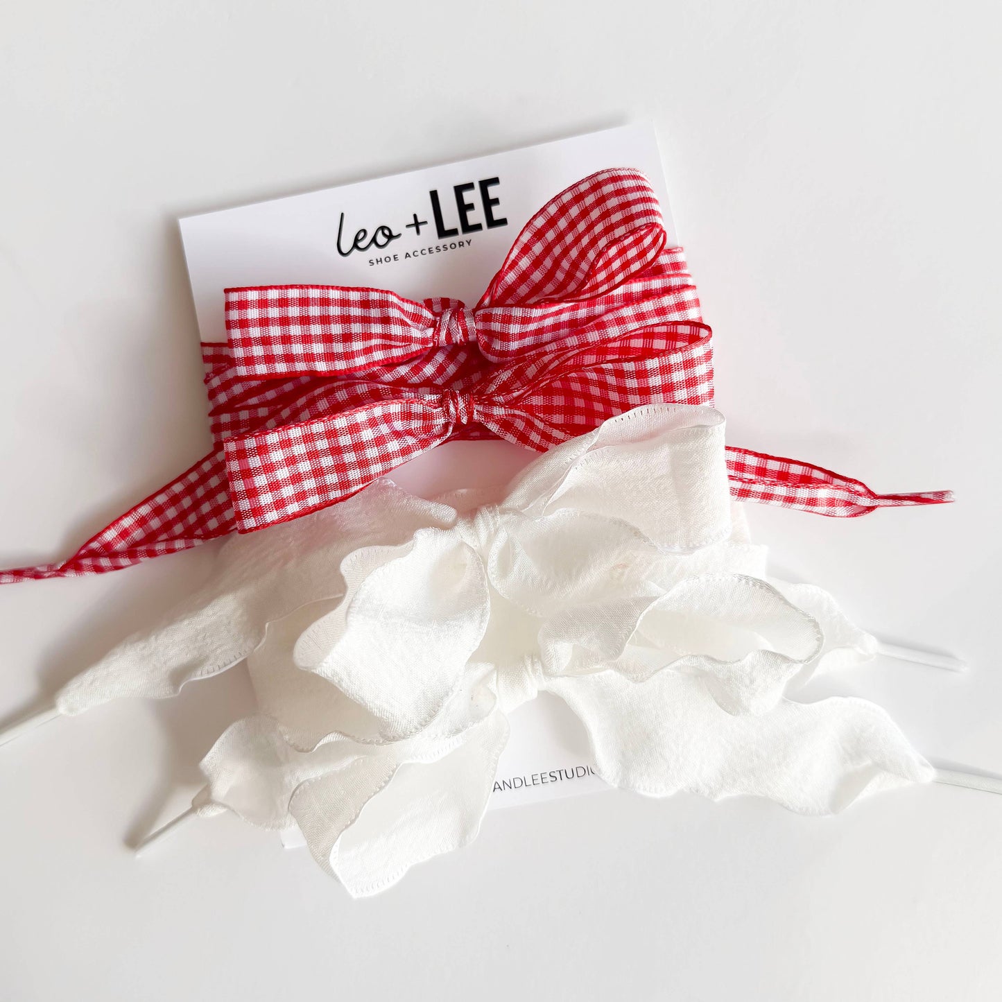 Gingham Shoe Lace Sets– Ribbon Bow Shoe Accessories