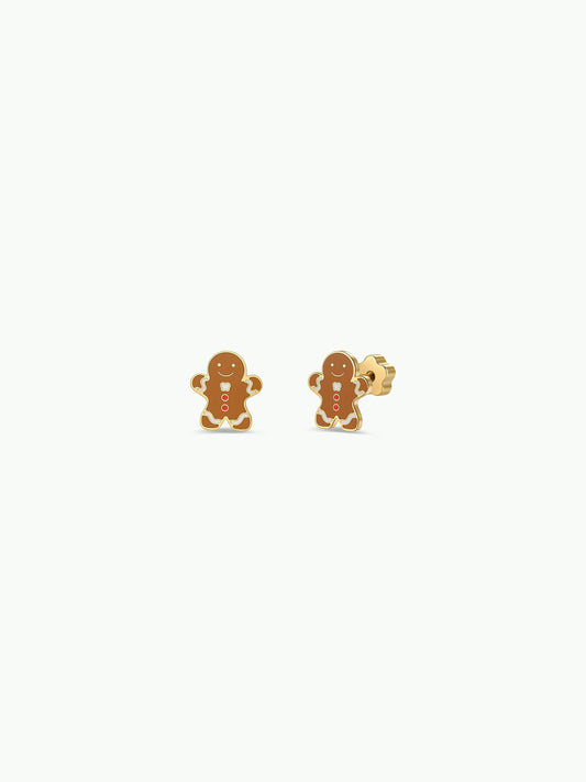 Gingerbread Man Enamel Flat Back Kids Earrings - JaxKelly
