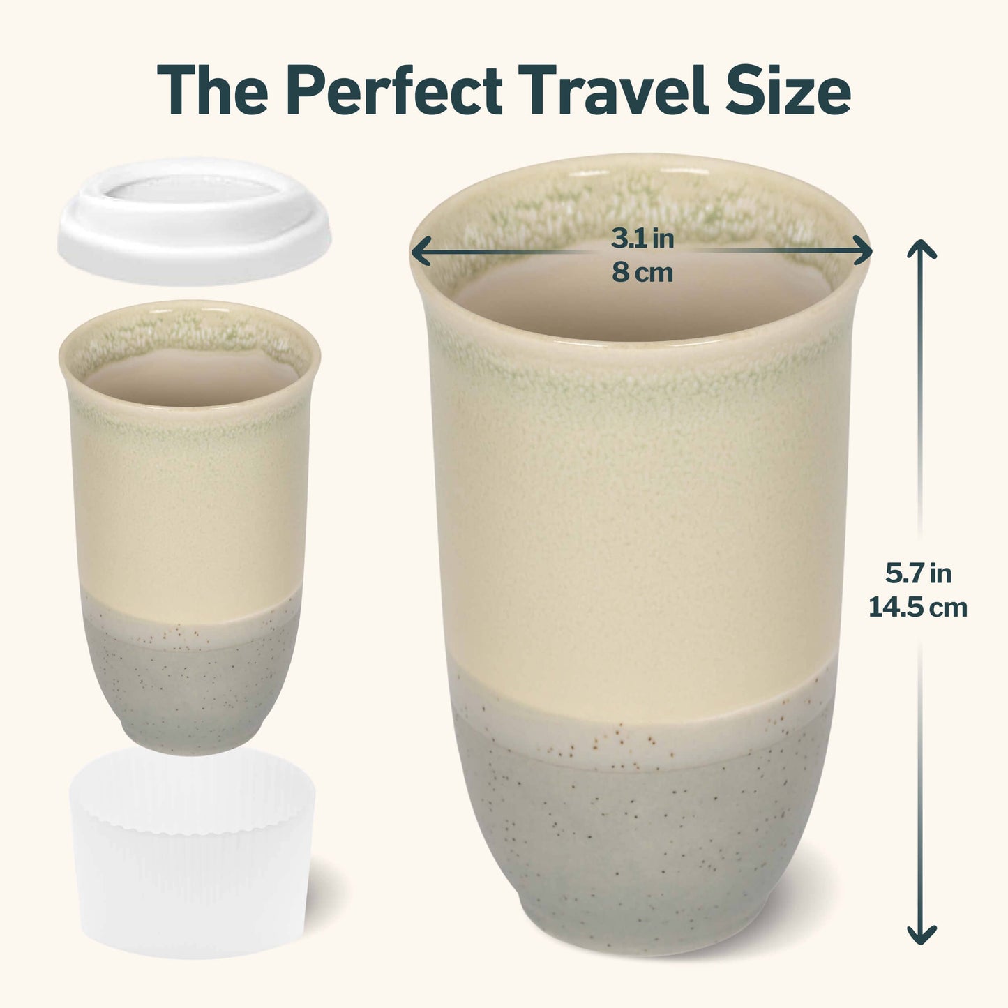 Mist Nova Ceramics Travel Mugs - Ceramic Travel Cup – 16oz with Lid & Sleeve