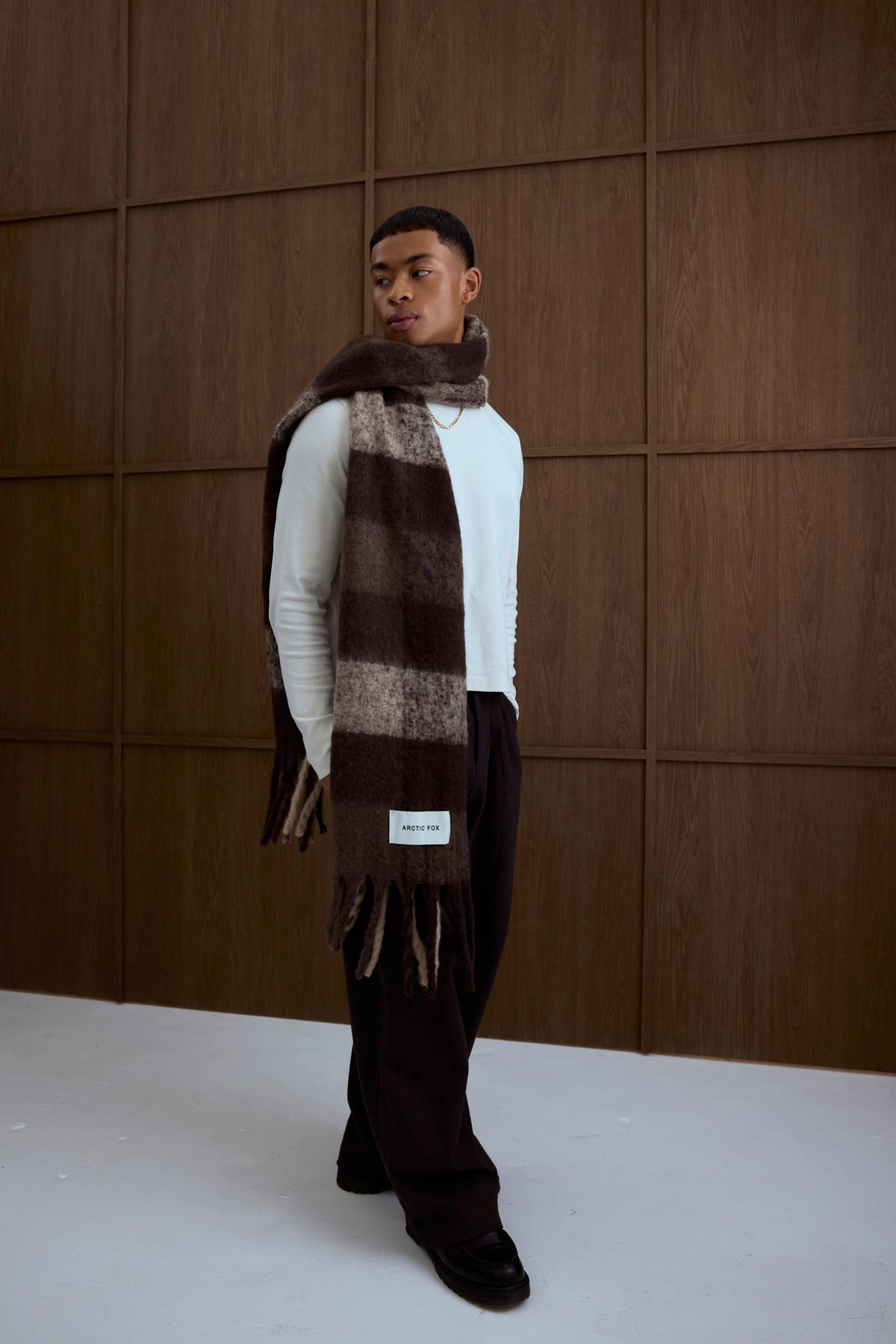 Brown Check Reykjavik Scarf - Arctic Fox & Co. - North America - The Reykjavik Scarf - 100% Recycled - FW26