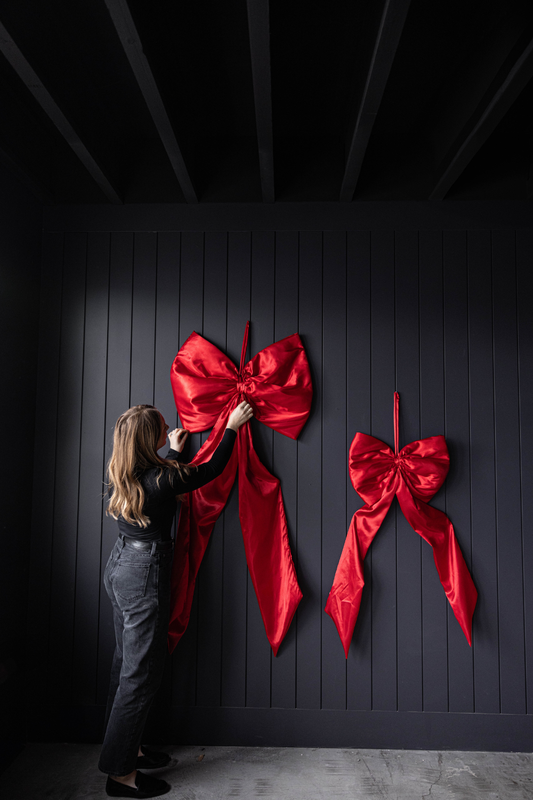 Bows Oversized Red Satin Fabric