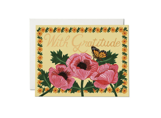 With Gratitude Poppies thank you Red Cap Cards