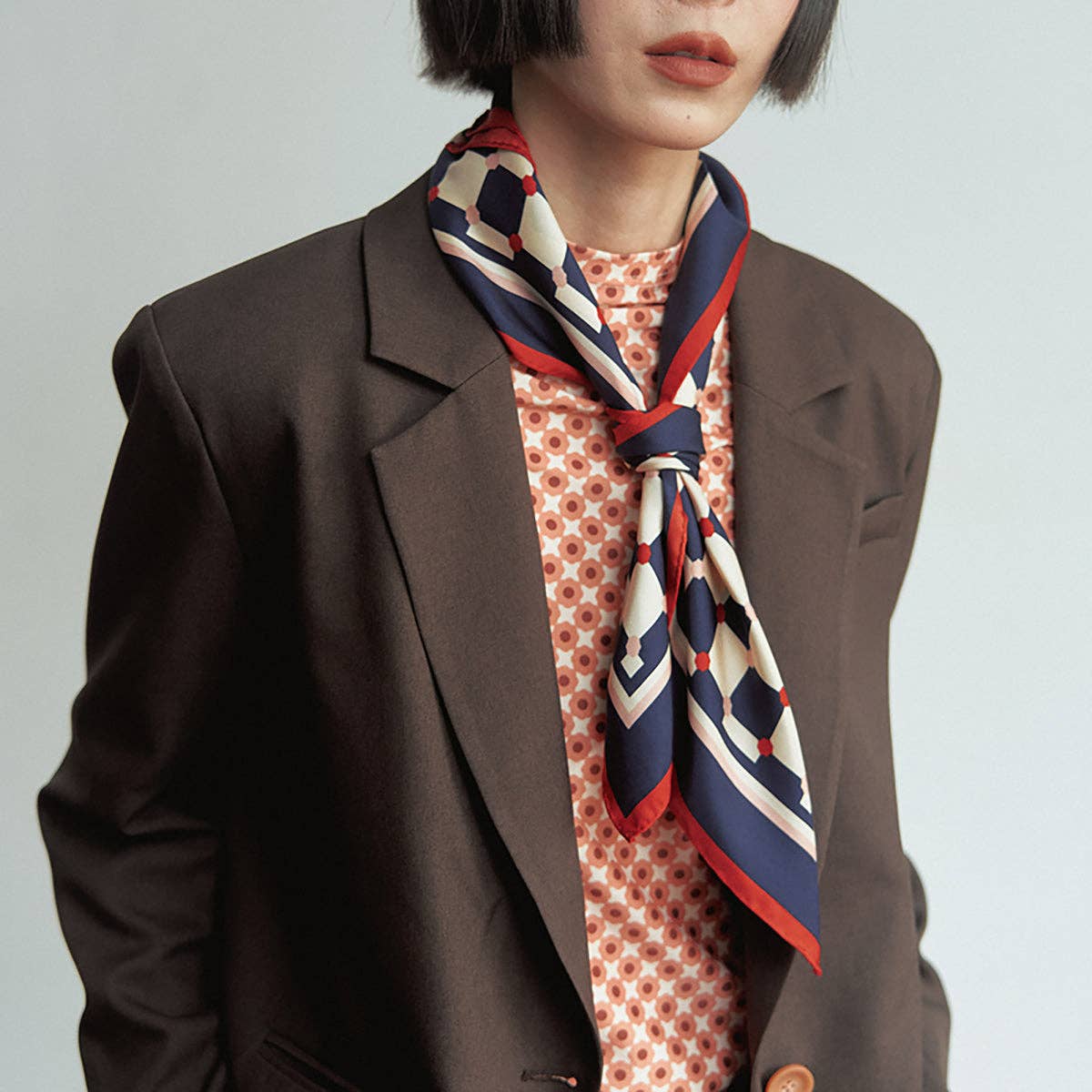 Checkerboard Silk Bandana - Blue - Lost Pattern NYC