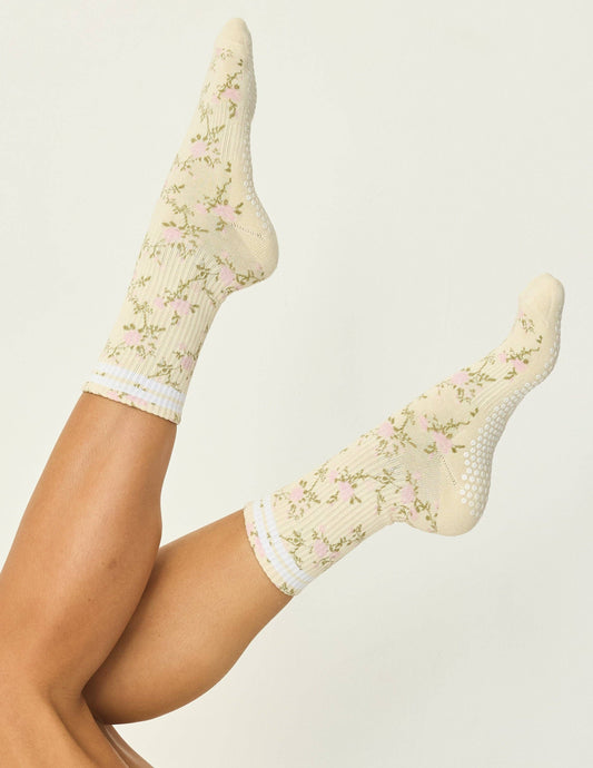 LUCKY HONEY - Vintage Rose Grip Sock