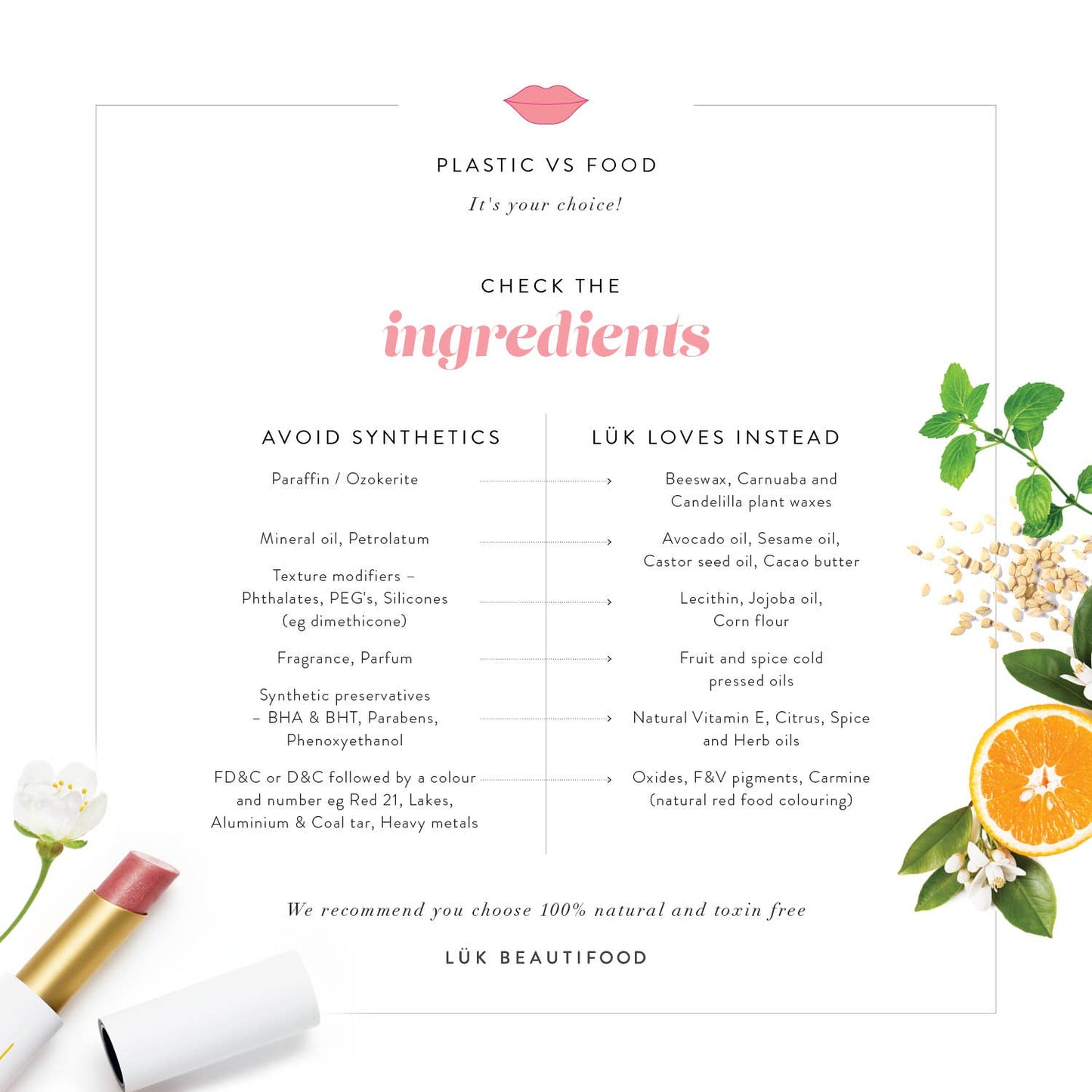 Tea Rose LÜK BEAUTIFOOD - Lip Nourish™ Sheer Lipstick