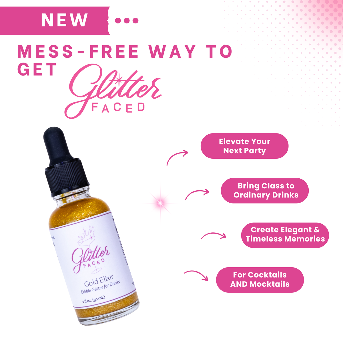 Gold Glitter Faced - Edible Glitter For Drinks