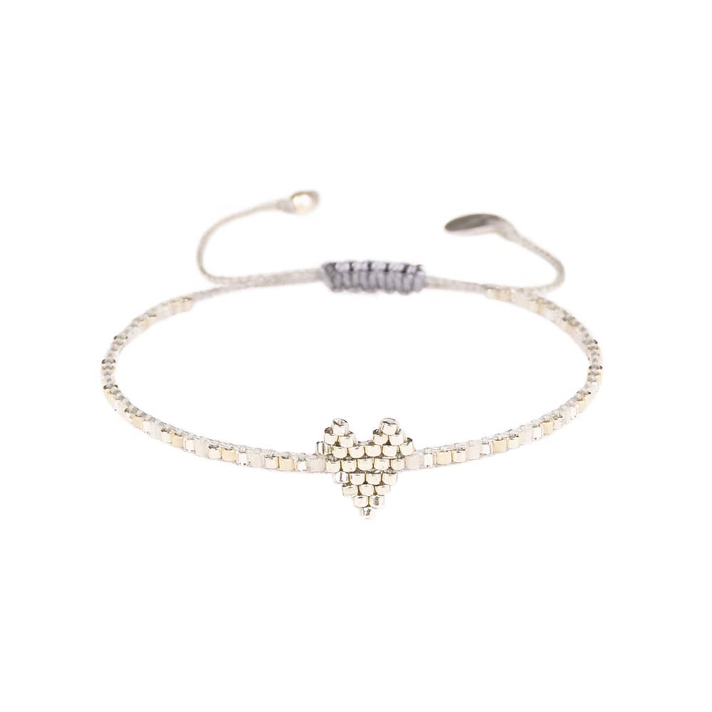 Silver Corded Heart Bracelet