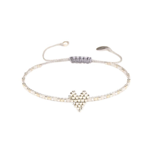 Silver Corded Heart Bracelet