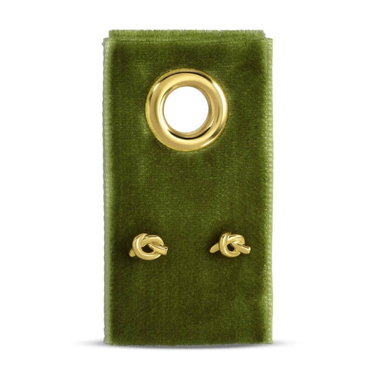 Minimalist Knot Studs on Velvet Tag