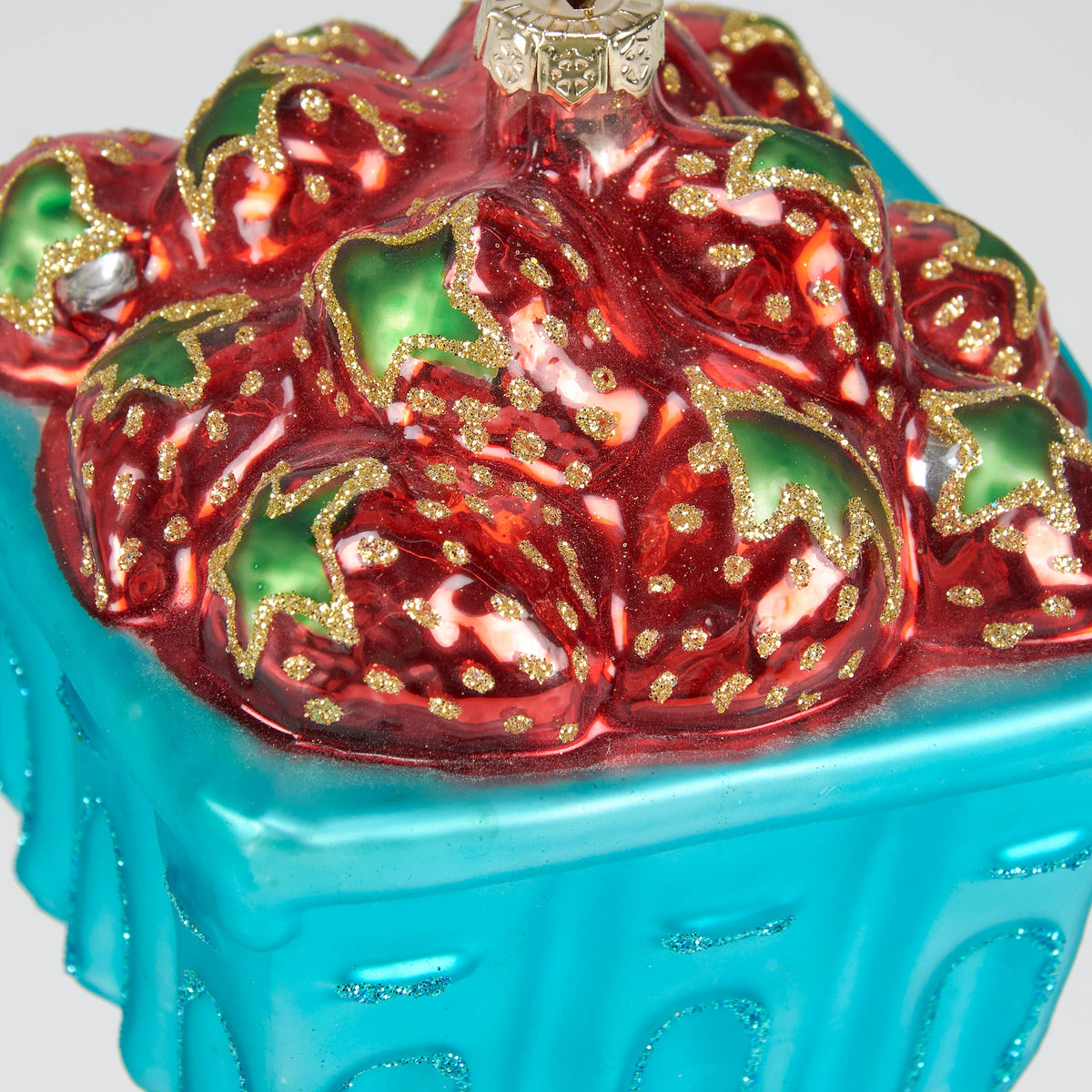 Strawberry Container Glass Ornament - Primitives by Kathy
