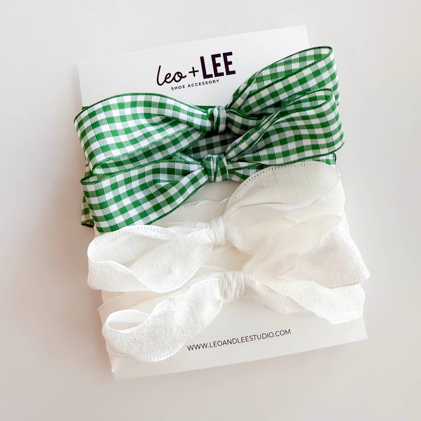 Gingham Shoe Lace Sets– Ribbon Bow Shoe Accessories