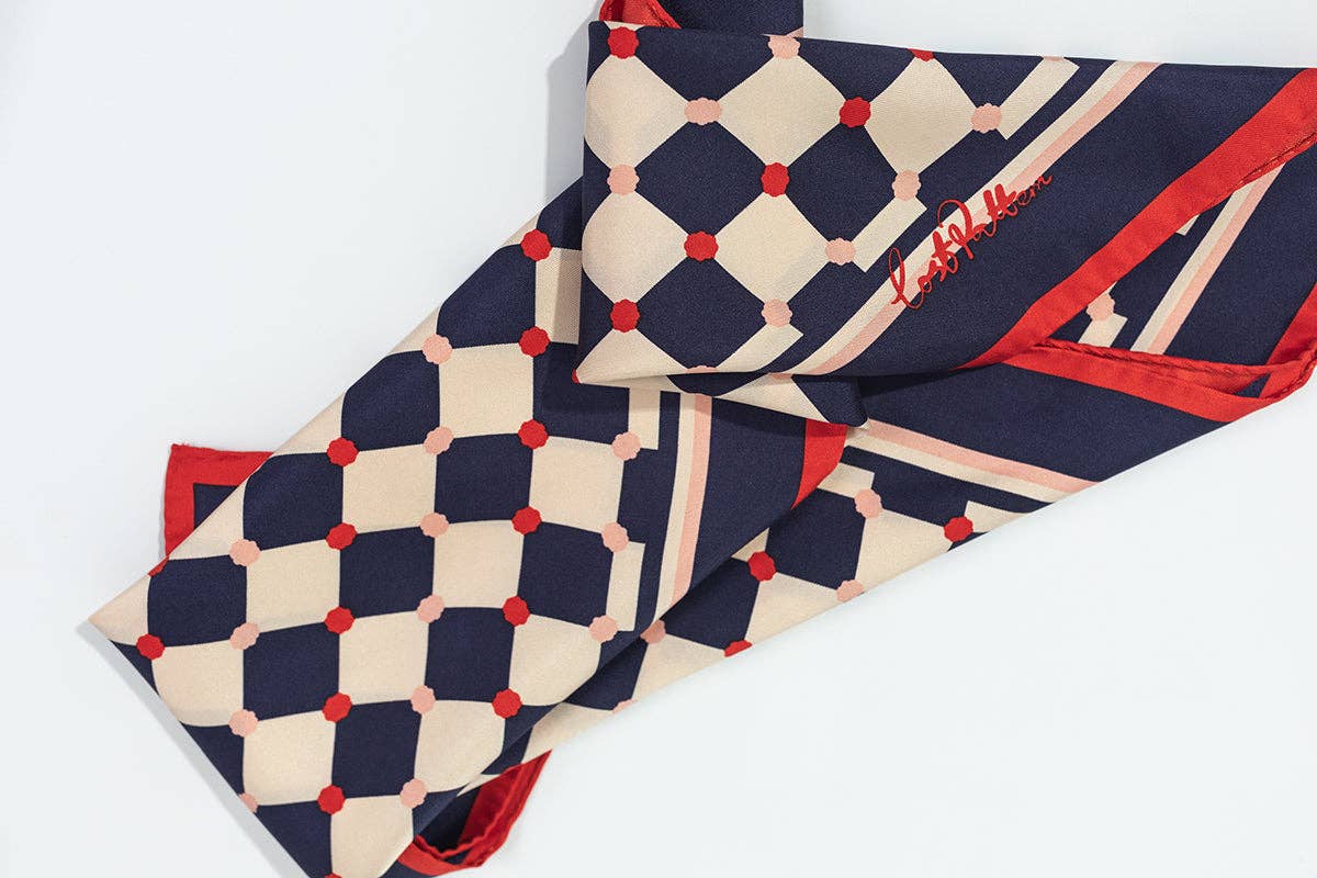 Checkerboard Silk Bandana - Blue - Lost Pattern NYC