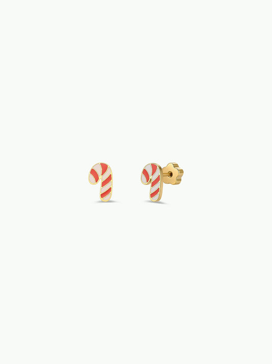 Candy Cane Enamel Flat Back Kids Earrings - JaxKelly