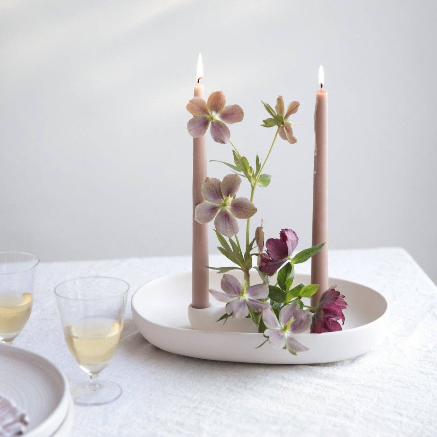 The Floral Society - Ceramic Flower Frog Bowl & Taper Holder