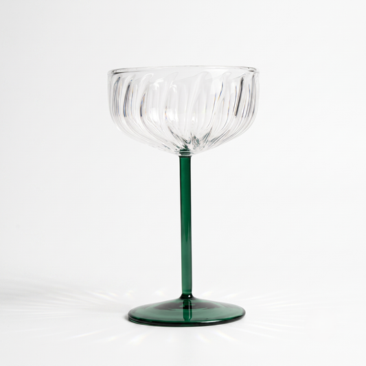 Swirl Cocktail Glass | Clear and Green Stemmed | 150ml - Casa Amarosa