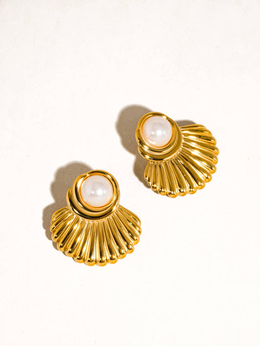 Lennox 18K Gold Non-Tarnish Shell Earring