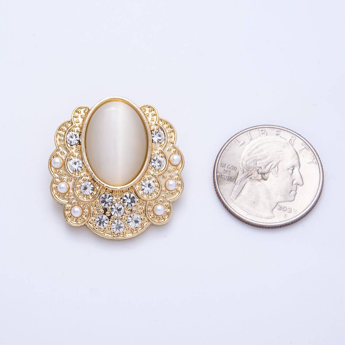 Vintage Gold Cat Eye Rhinestone Geometric Pin Brooch | BH-076 Aim Eternal