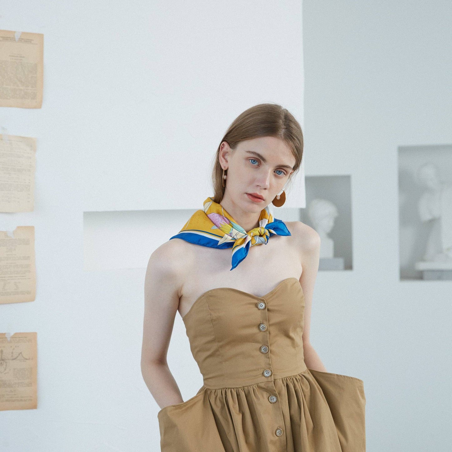 Yellow El Amor Silk Bandana - Lost Pattern NYC