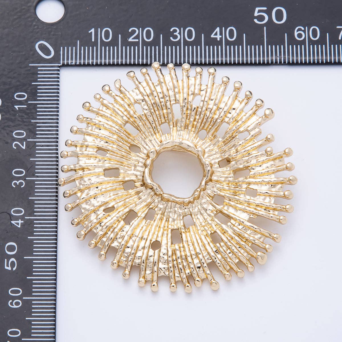 Gold Celestial Hammered Sun Flower Pin Brooch | BH-049 Aim Eternal