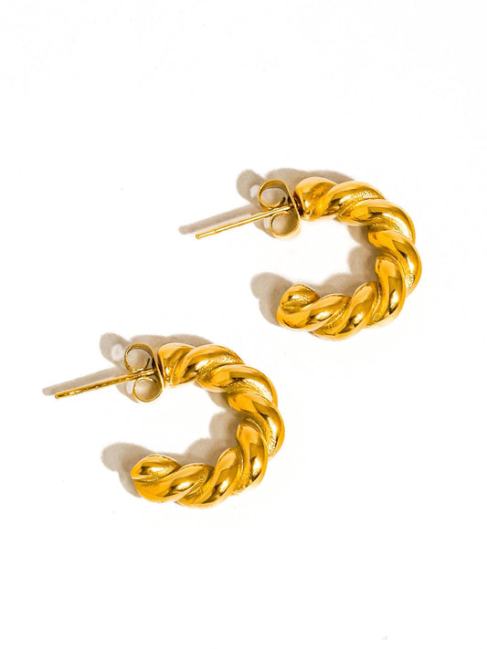 Flânerie by MAIQ - Brume 18K Gold Non-Tarnish Braided C Hoop Earring