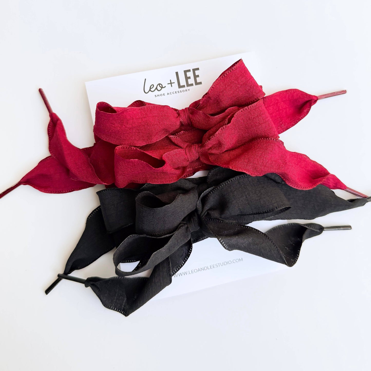 Gingham Shoe Lace Sets– Ribbon Bow Shoe Accessories