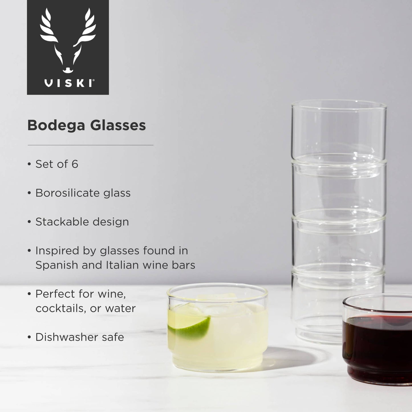 Set of 2 - Stackable Bodega Glasses