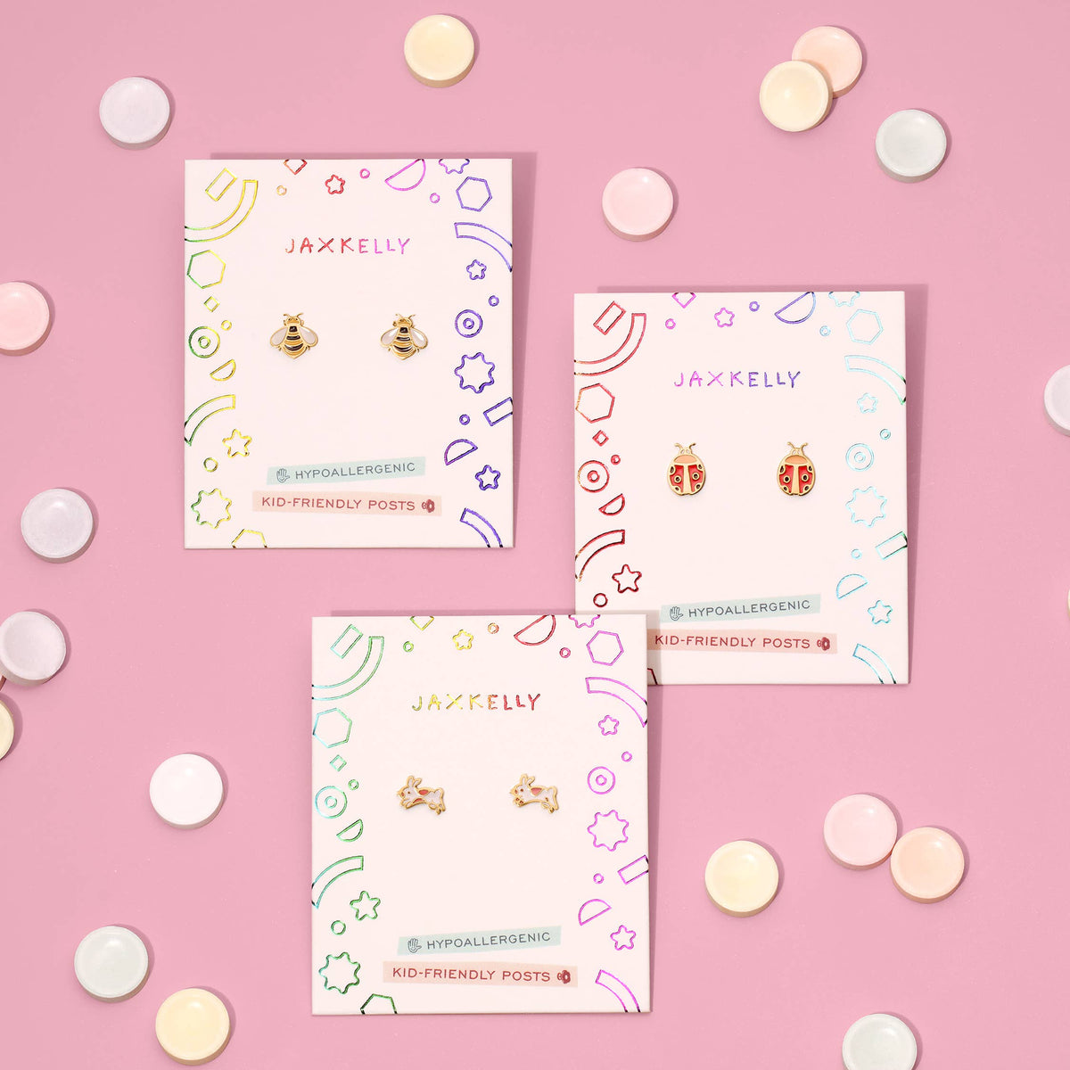 Ladybug Enamel Flat Back Kids Earrings - JaxKelly