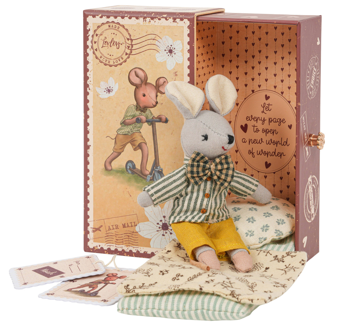 Mouse Noah in Stamp Holder Box with Bedding