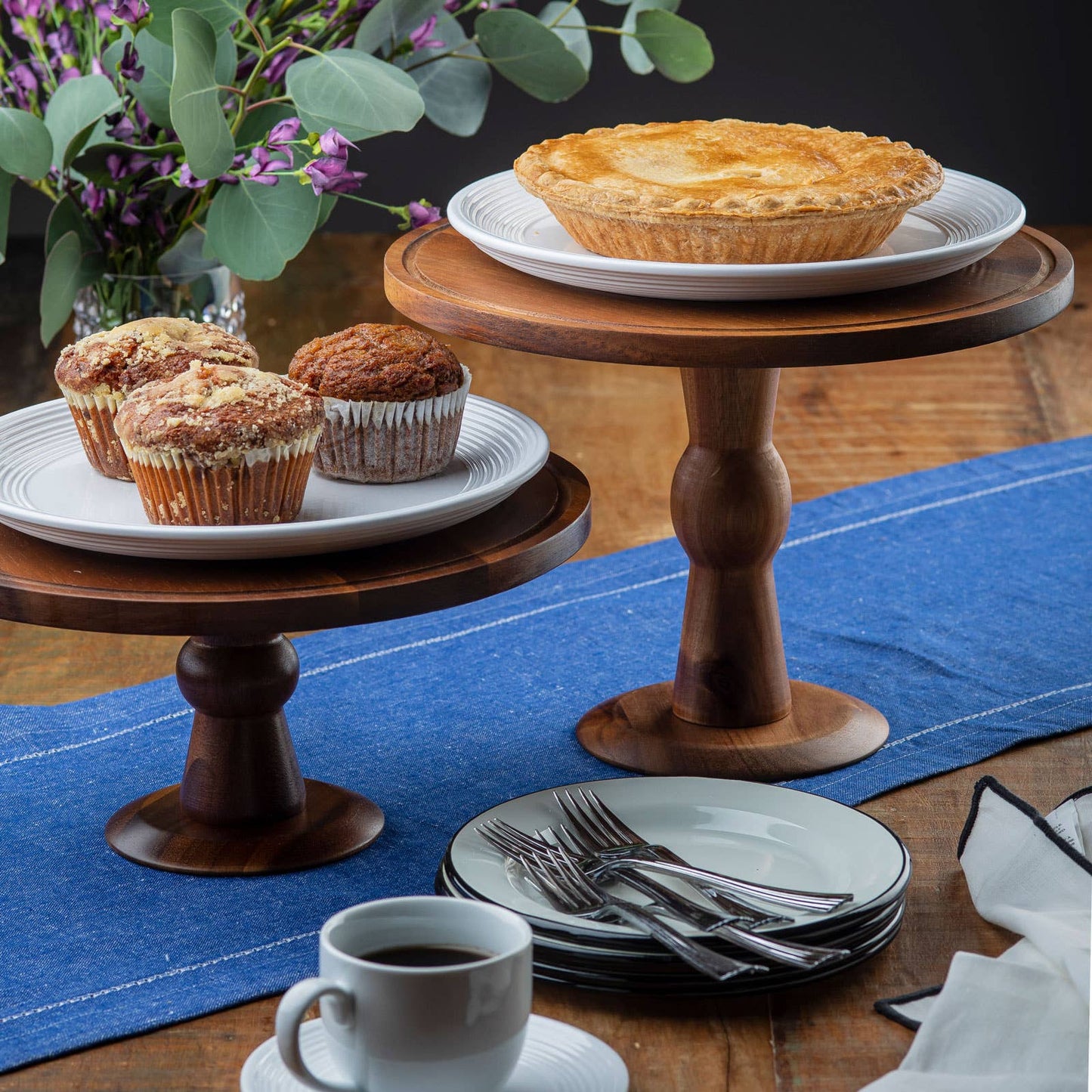 Acacia Cake Stand - tall
