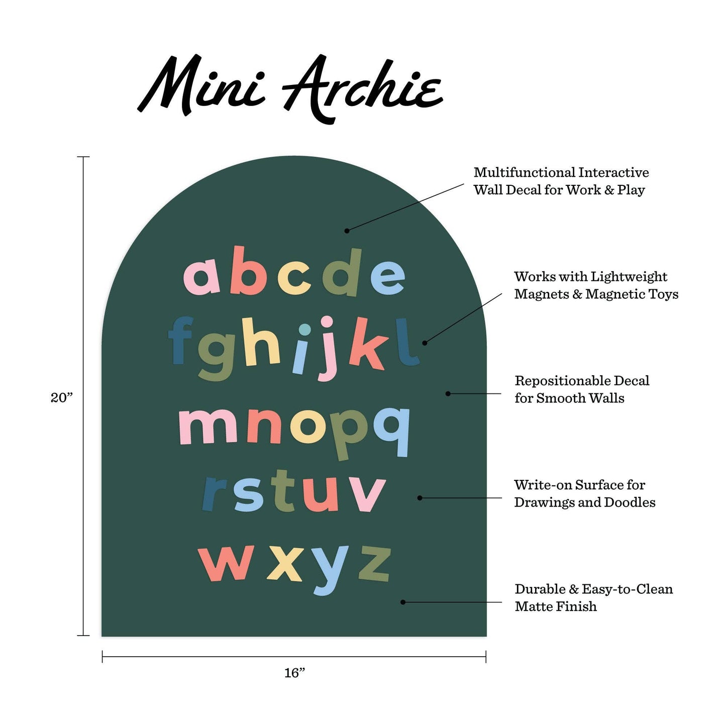 Green Mini Arch Magnetic Wall Decal- The Type Set Co.